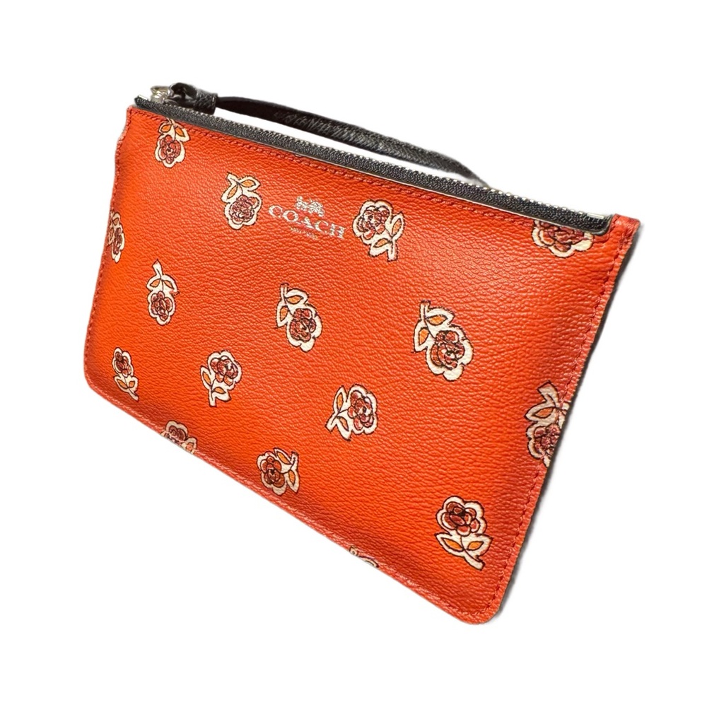 Coach Red Floral Wristlet Purse Wallet - Picture 3 of 5